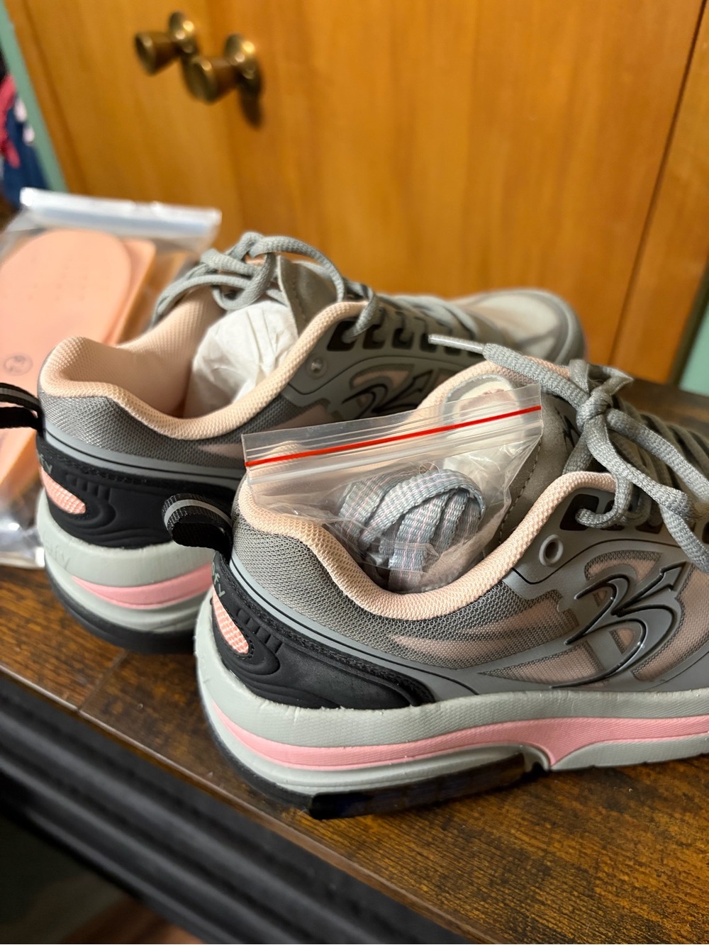 Light Gray and Pink Women's Chunky Sneakers Size 7.5